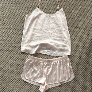 Silk Satin Sleepwear Set in Light Pink